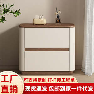 Table de chevet minimaliste moderne en bois massif, meuble de rangement pour chambre à coucher, design de luxe léger - Product Image 2