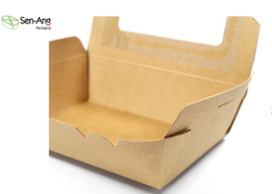 Senang01-caja de papel Kraft con tapa para llevar, caja desechable de fábrica, rectangular, venta al por mayor - Product Image 4