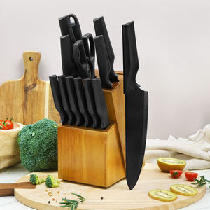 Kitchenware 14-Piece Black PP Handle Cutlery <b>Set</b> Black Anti-Bacterial Coating Kitchen <b>Knife</b> <b>Set</b> with Block - Product Image 5
