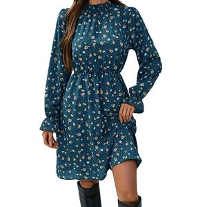 Vestidos de Mujer al por Mayor, Personalizados, OEM, de Alta Calidad, Moda de Primavera y Otoño, Estampado Floral, Manga Larga, Mini Vestidos - Product Image 1