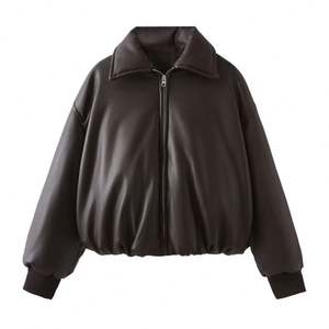 Veste courte en cuir pour homme et femme, coupe-vent, imperméable, épaisse et chaude - Product Image 2
