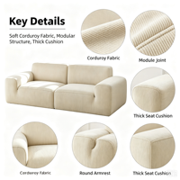 Modernes Komprimiertes Sofa Rollgepackt Modulares Sofa mit Hochdichtem Schwamm für Apartment-Wohnzimmer und Hotel