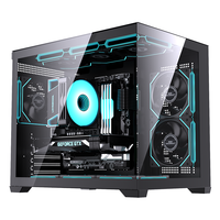 Casing Komputer LOVINGCOOL Laris Manis RGB Mid Tower MATX ITX, Casing PC Kaca Temper, Sasis Desktop Gaming Komputer