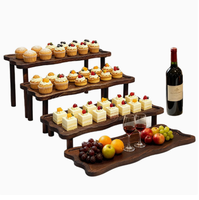 Plateaux à gâteaux multicouches en bois d'acacia avec logo personnalisé, table à desserts en bois pour fête