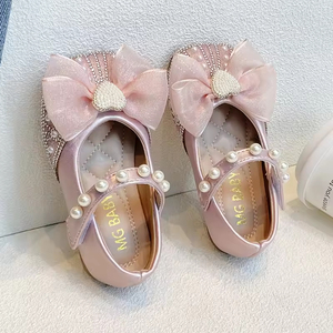 Chaussures de princesse à nœud et paillettes pour petites filles, style Mary Jane, pour mariage et fête - Product Image 2
