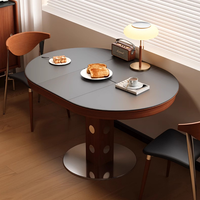 Table à manger extensible en bois massif de style vintage français, table ovale pliante, plateau en ardoise, 6 places, utilisation en restaurant, style Bauhaus, pour la maison