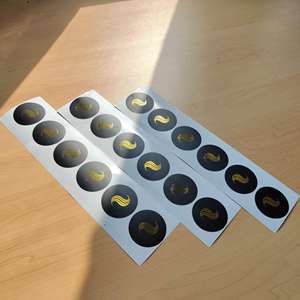 Etiqueta Redonda Negra con Estampado de Lámina Dorada Personalizada, Etiqueta de Impresión de Alta Viscosidad, Etiquetas Impresas con Logotipo de Marca para Pequeñas Empresas - Product Image 5