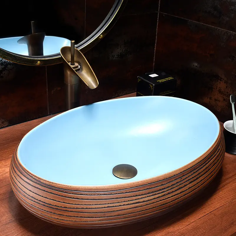 อ่างล้างมือในห้องน้ำแบบทันสมัย,อ่างล้างหน้าเซรามิกแนวย้อนยุคสำหรับห้องน้ำบ้าน