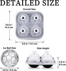 Molde de silicona para bolas de hielo con forma de balón de fútbol, 4 cavidades, reutilizable, antiadherente, fácil de desmoldar, para bebidas y decoración de fiestas. - Product Image 3