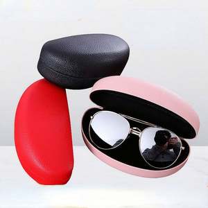 Étui à lunettes portable en cuir rigide anti-stress, couleur unie, avec logo personnalisé, accessoires pour lunettes - Product Image 1