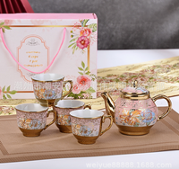 Nouvel ensemble de tasses à café et à thé en céramique de luxe de style européen 2026 avec soucoupe, coffret cadeau 6 pièces