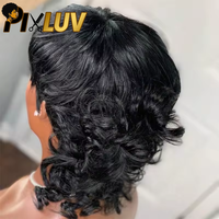 Perruque Courte en Cheveux Humains Vierges Vietnamiens Naturels, Coupe Pixie, Dentelle HD, Pré-Pluckée, Nœuds Blanchis, OEM Marque Privée