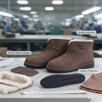 Bottes d'hiver pour hommes en cuir de vache véritable, doublées de laine véritable, chaudes, courtes, antidérapantes, chaussures décontractées d'extérieur