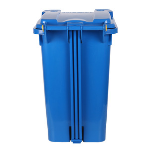 Outdoor Pedal Trash Can Blue Rectangular PP Material 5mm Thick For Community Use - Product Image 3