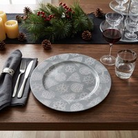 Assiette de présentation de luxe 13 pouces en PP, motif Rose Dorée élégante et design éclatant, motif personnalisable, technique pigmentée, durable pour mariages et fêtes