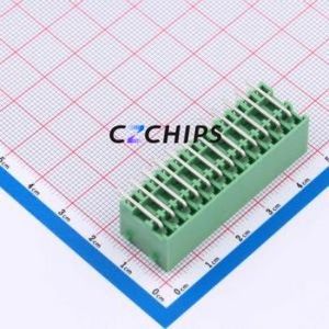 DB2ERHBG-3.81-2*12P-GN Plug-in Terminal Block Bent Lead Through Hole,P=3.81mm Board-to-Board / Socket - Closed Snap Fixing 2x12P - Product Image 2