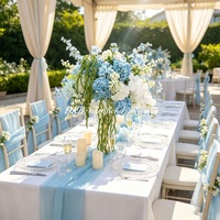 Grande composition florale artificielle d'hortensias de 60 cm, bleu et vert, boule de fleurs artificielles pour la décoration de table de mariage, d'église, d'événements et d'autel