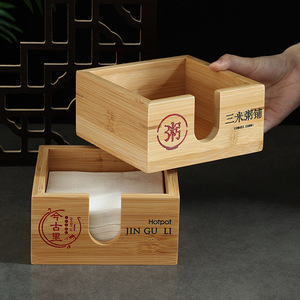 Bamboo Tissue Box <b>Square</b> Standing Type For Restaurant Hotel Commercial Use Custom Logo - Product Image 2