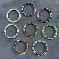 Montres luxueuses en moissanite aux couleurs arc-en-ciel, lunette disponible en plusieurs couleurs sertie de pierres précieuses, accessoires de montre personnalisés
