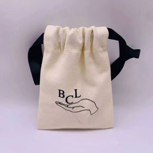 Sac à cordon en coton et lin personnalisé avec logo pour boucles d'oreilles, colliers, parfums – Pochette réutilisable pour bijoux et petits objets - Product Image 4