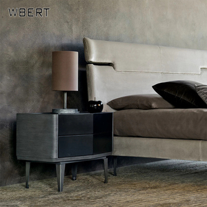 WBERT-Cama de cuero minimalista italiana Wabi-Sabi, moderna y sencilla cama de boda doble de lujo ligera de diseño alto, funda maestra - Product Image 3