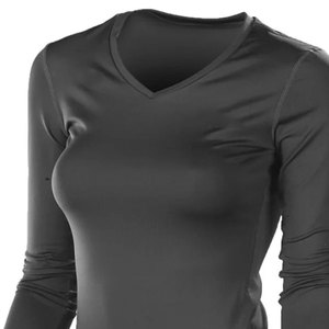 Customized Women's Premium Quality O Neck Compression Fitness Shirt Wholesale Custom Women Compression Shirt - Product Image 5