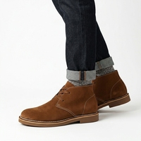 Bottes Chukka Homme en Daim Marron à Bout Large, Forme Naturelle du Pied, Cousues, Bottes du Désert, Vente en Gros OEM ODM