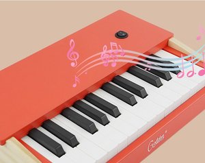 Teclado Musical Digital Portátil de Madera Rojo de 25 Teclas para Niños, Instrumento Musical Electrónico, Órgano, Piano para Bebés - Product Image 3