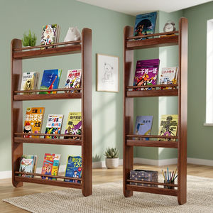 Modern Wood Ladder Bookshelf 4-Tier <b>Wall</b> <b>Mount</b> Space Saving Storage Unit For Home Office Living Room Furniture - Product Image 3
