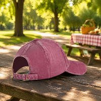 Casquette de baseball vintage sportive personnalisée effet vieilli et délavé pour femme, avec trou pour queue de cheval, boucle dorée et sangle réglable, 6 panneaux