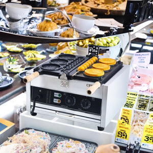 Tongkat wafel baja tahan karat 2-in-1 yang dioperasikan koin 10 Yen baru komersial pembuat 1550W 110V/220V suhu pembuat wafel anjing - Product Image 3