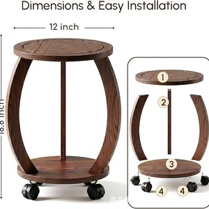 Wooden coffee table, storage rack, balcony plant display rack with casters, bedside table, sofa side <b>cabinet</b>, <b>small</b> side table - Product Image 5