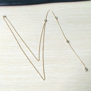 Collier long en acier inoxydable plaqué or MECYLIFE, zircone cubique, élégant, pour femmes, collier de dos - Product Image 6