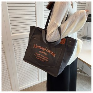 Wholesale Custom Waterproof Canvas Messenger Bag for WoMen Durable Laundry Shopping Tote Bag With Logo Pattern Bulk Orders - Product Image 5