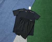 Ensemble de sport 2 pièces pour homme : T-shirt de course blanc et short de sport noir, respirant, séchage rapide, tenue de sport décontractée