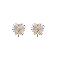 Boucles d'oreilles plaquées or pour femmes, avec zircone cubique jaune en forme d'étoile, clous en argent 925, bijoux de fête géométriques triangulaires