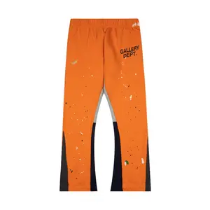 High Quality Heavyweight Sweatpants Splash-ink Graffiti Plus Size Trousers Color Contrast Splicing Casual Men's Flared Pants