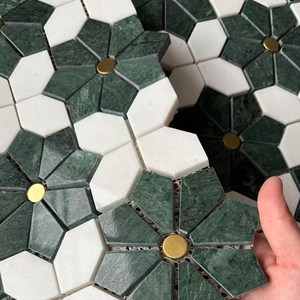 Mosaico <span class=keywords><strong>de</strong></span> Mármol <span class=keywords><strong>de</strong></span> Diseño Floral Retro para Piso <span class=keywords><strong>de</strong></span> Cocina y Baño, Mosaico <span class=keywords><strong>de</strong></span> Piedra <span class=keywords><strong>de</strong></span> Mármol <span class=keywords><strong>de</strong></span> 10 mm, Fabricación OEM - Product Image 4
