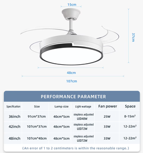 Invisible 36 Inch White <strong>Led</strong> Modern Bedroom Luxury New Ceiling <strong>Light</strong> with <strong>Fan</strong> <strong>Led</strong> Remote Control Metal Ceiling <strong>Fans</strong> with <strong>Light</strong> - Product Image 4