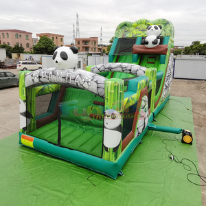 Parcours d'obstacles gonflable extérieur pour enfants, château gonflable commercial avec toboggan, parcours d'obstacles gonflable panda - Product Image 2