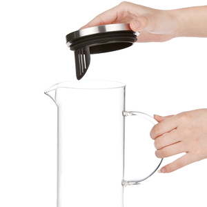 Công Suất Lớn Miệng Rộng Thủy Tinh Borosilicate Nước Trái Cây <span class=keywords><strong>Jug</strong></span> Carafe <span class=keywords><strong>Pitcher</strong></span> Với Xử Lý Thép Không Gỉ Nắp - Product Image 2