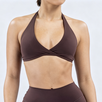 Soutien-gorge de sport double couche à dos découpé, coupe ajustée, sexy, color block, haut de yoga, dos stylisé, crop top de gym