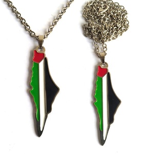 Usine d'ornement de voiture de Palestine drapeau national de Palestine avec collier en forme de carte or argent grand stock - Product Image 4