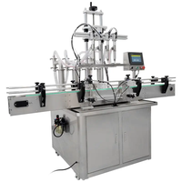 Machine de remplissage automatique à 4 têtes à piston, combinée à une machine de bouchage et une machine d'étiquetage pour une ligne de production complète