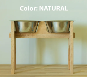 ODOM OEM Support de gamelle pour chien en bois de hêtre de haute qualité fait à la main 2 gamelles en acier inoxydable Grande taille moyenne écologique automatique - Product Image 4