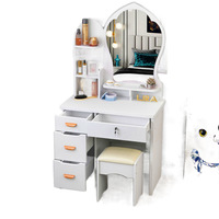 Table de maquillage style influenceur |   Meuble de maquillage minimaliste moderne pour petits appartements |   Tabouret de coiffeuse économique