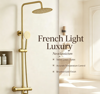 Système de douche thermostatique mural de luxe en laiton avec jet de pluie et jets de massage doux, barre coulissante réglable pour appartement, maison, hôtel