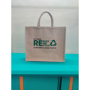 Eco Crafted Recycled Jute Linen <b>Tote</b> <b>Bag</b> with Strong Cotton Handles Custom Print Reusable Gift and Daily <b>Shopping</b> Carry <b>Bag</b> - Product Image 4