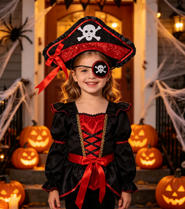 Set di Accessori per Costume da Pirata con Motivo a Teschio e Decorazioni in Paillettes, per Feste a Tema, Cosplay, Travestimenti di Halloween, Fascia per Capelli da Pirata - Product Image 6