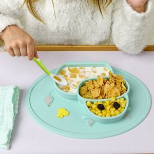 USSE Infant <b>Baby</b> Feeding Glass <b>Plate</b> <b>Set</b> BPA-Free Microwave Safe Modern Everyday Use Training <b>Baby</b> Eating Bowl - Product Image 3